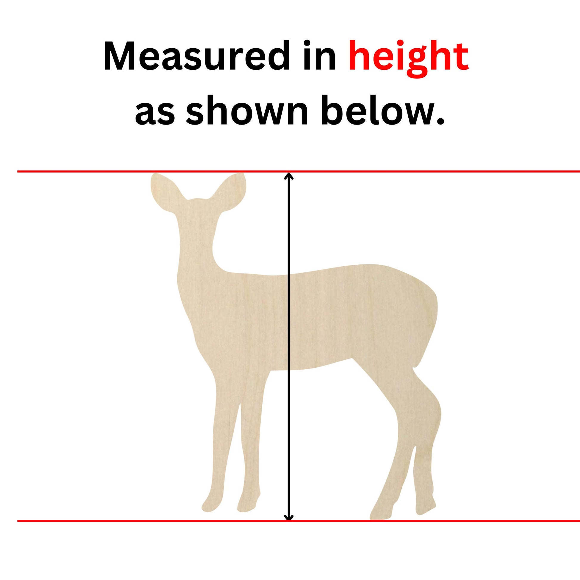 a wooden cutout of a deer with measurements