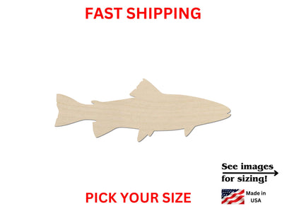 Unfinished Wooden Trout Fish Shape | Trout Fish Cutout | Crafting Blanks | Laser Cut | DIY Crafting Supplies