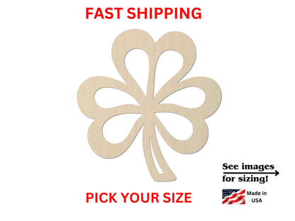 Unfinished Wooden Clover Shape | Clover Wood Cutout Shape | Laser Cut Blanks | Unfinished | DIY Craft Blanks | St. Patrick's Day