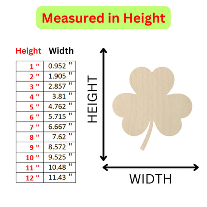 the height of a wooden shamrock with measurements