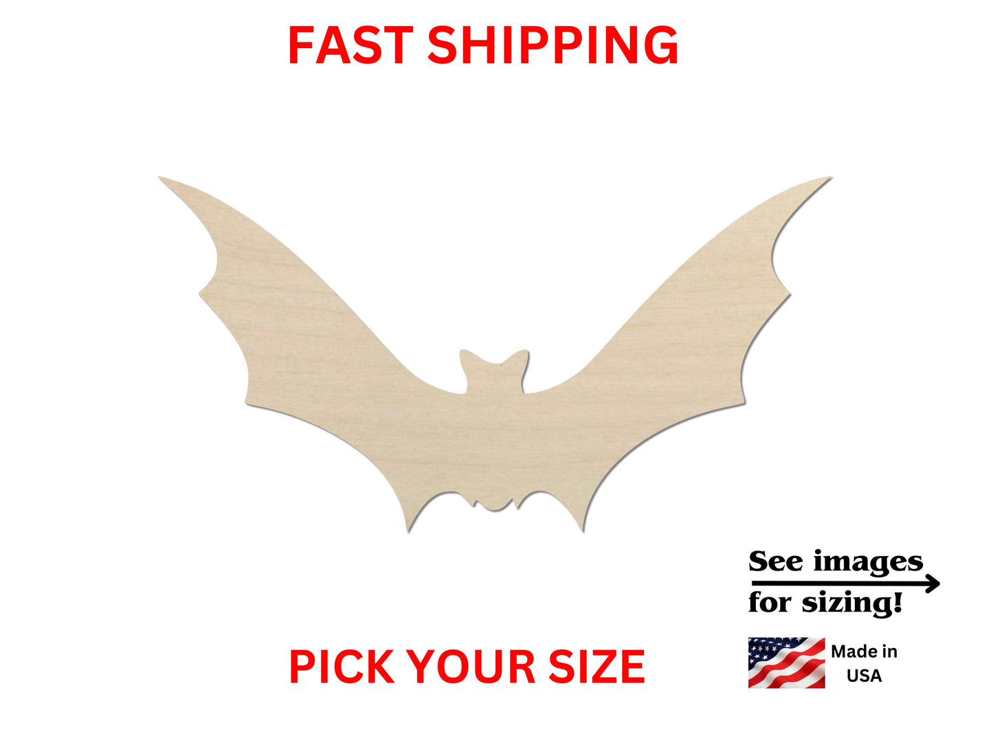 a picture of a bat with the words fast shipping on it