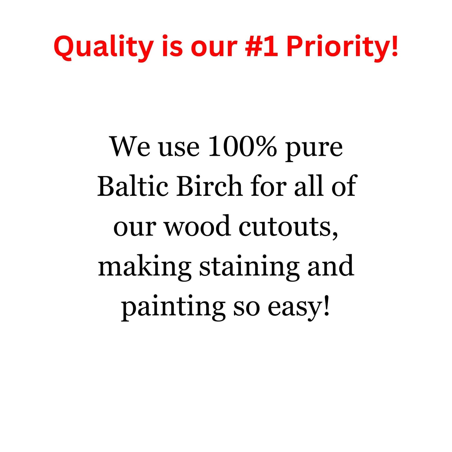 a white background with a red text stating quality is our priority