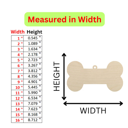 a wooden dog bone with measurements for it