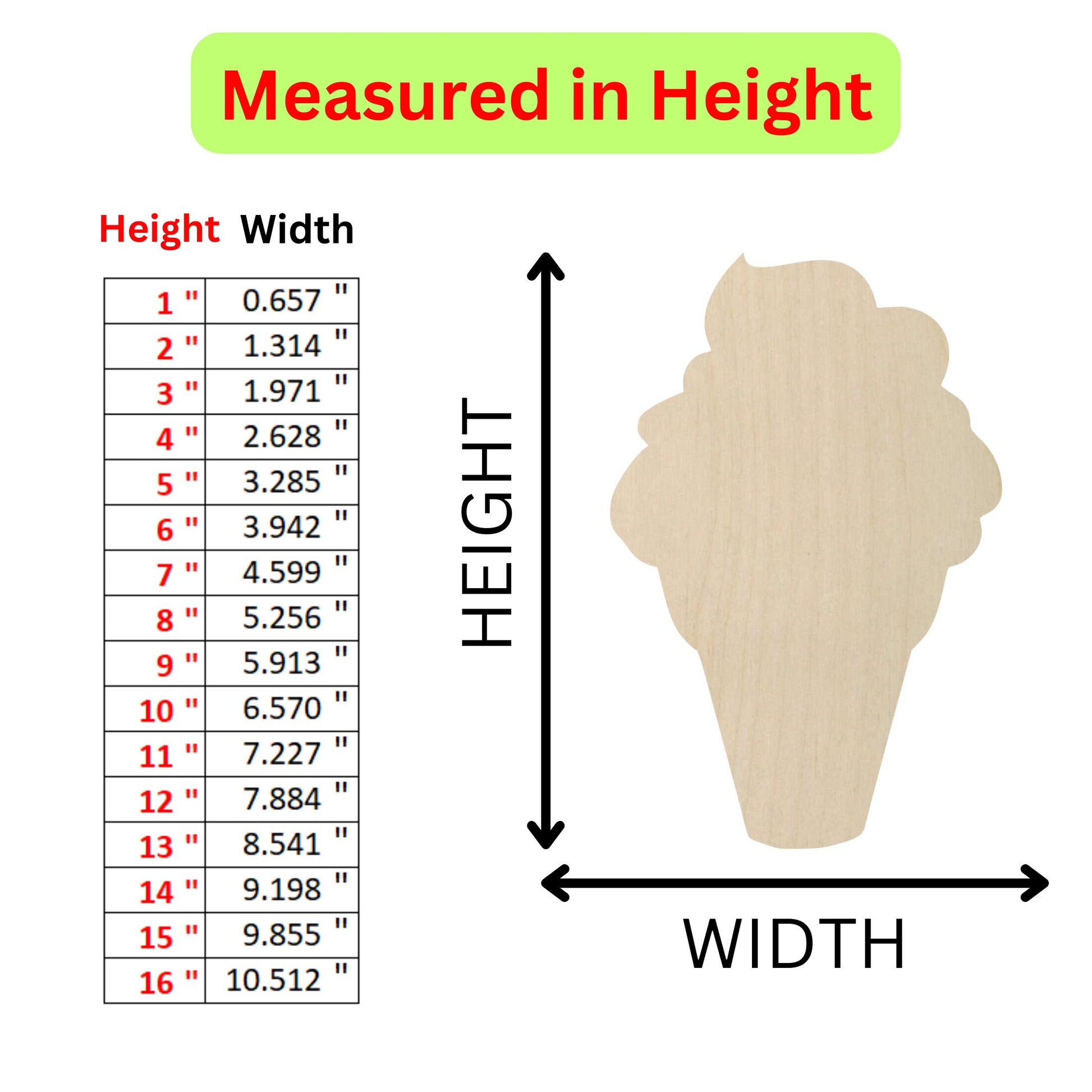 the height of a wooden object with measurements