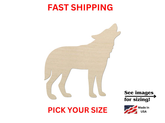 Unfinished Wooden Wolf Shape | Wolf Shape - Woodland Wildlife Outdoors Wolf Predator Howling Wolf