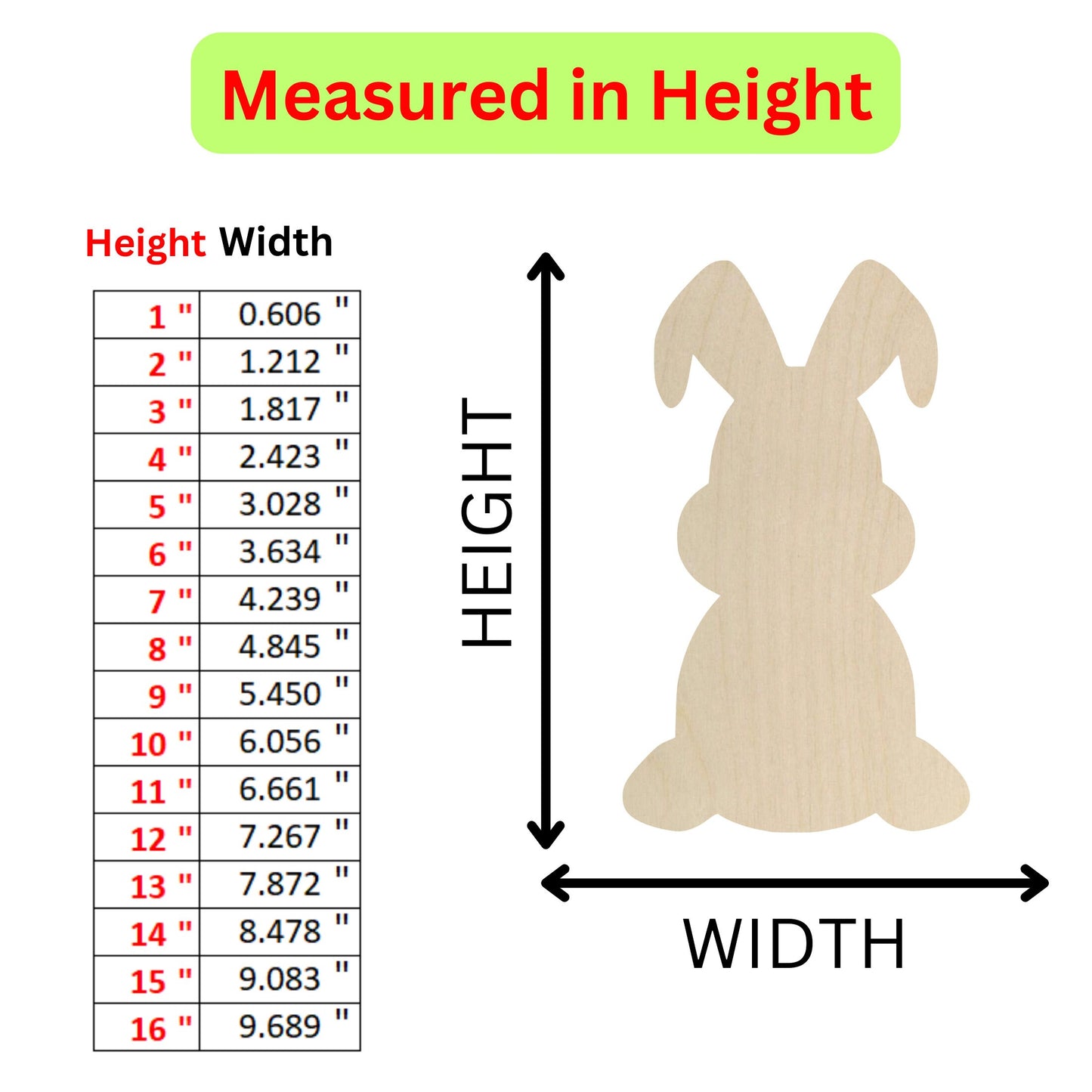 Unfinished Wooden Bunny Rabbit Shape | Bunny Rabbit Wood Cutout Shape | Laser Cut | Crafting Supplies | Unfinished | DIY Craft Blanks