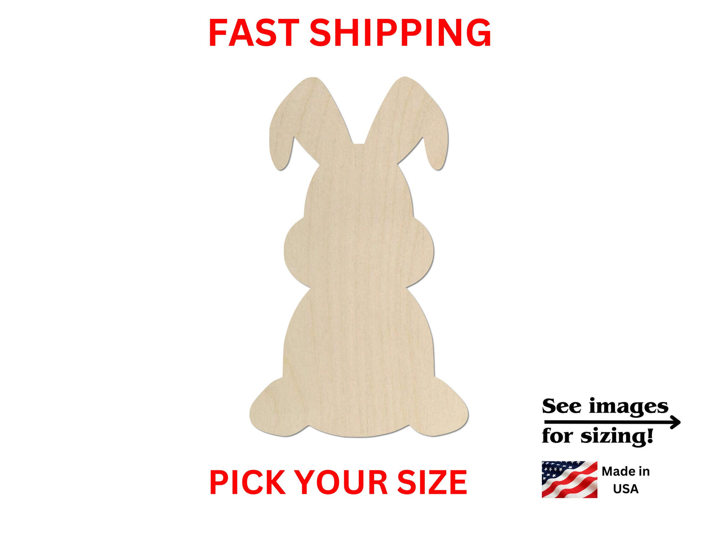 Unfinished Wooden Bunny Rabbit Shape | Bunny Rabbit Wood Cutout Shape | Laser Cut | Crafting Supplies | Unfinished | DIY Craft Blanks