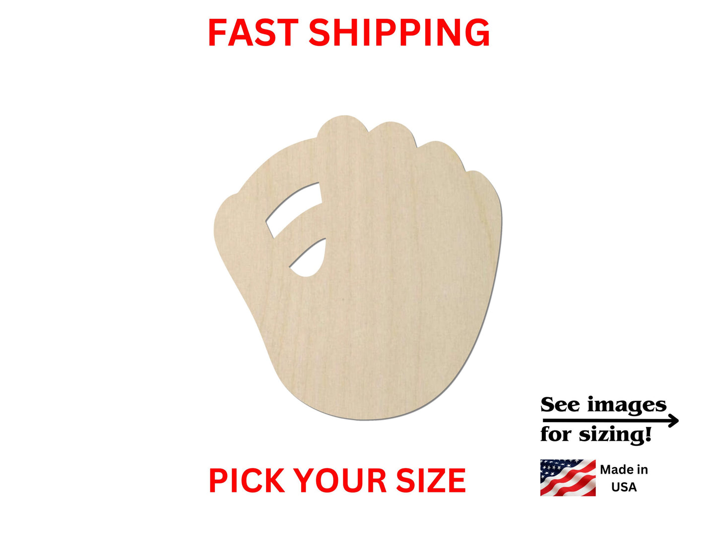 Unfinished Wooden Baseball Mitt Shape | Sports Baseball Softball | MLB High School Sports Outdoors