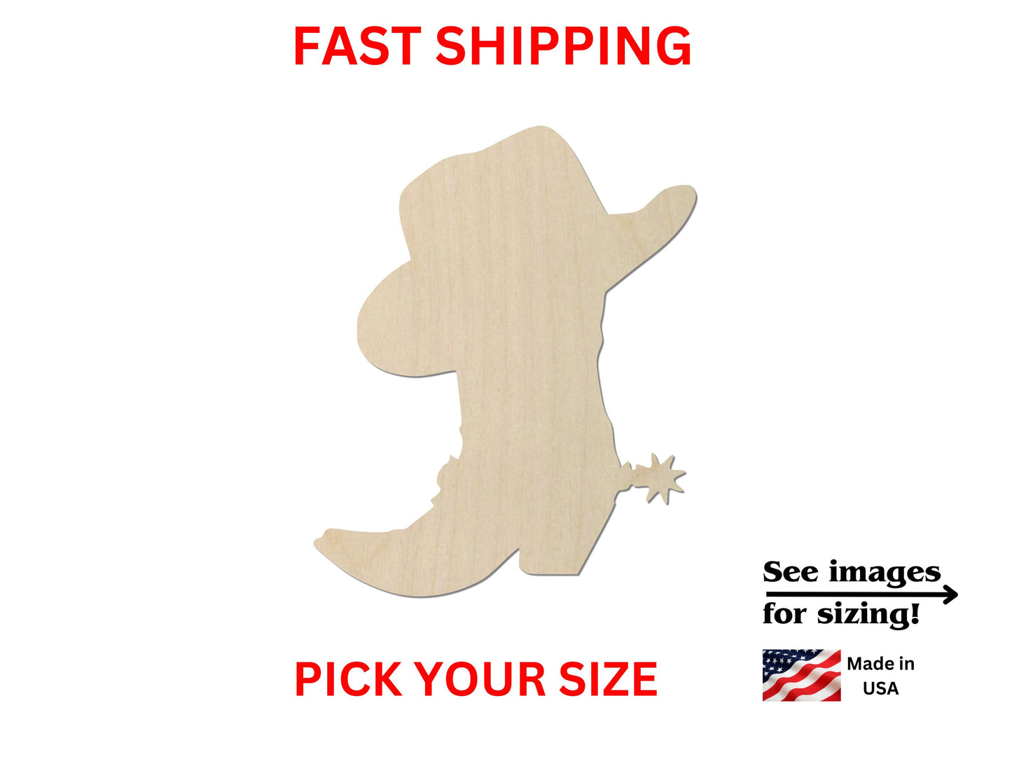 a wooden cutout of a cowboy hat