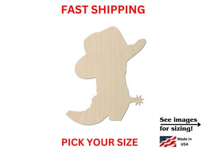 a wooden cutout of a cowboy hat