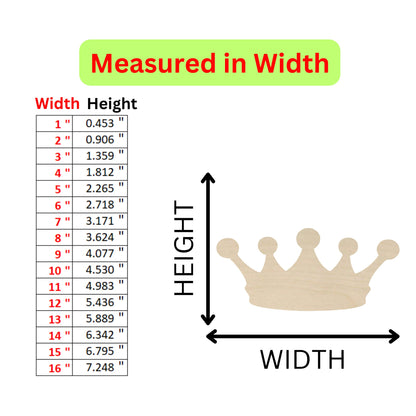 a wooden ruler with measurements for a crown