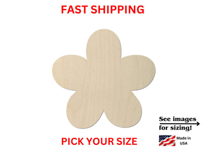 Unfinished Wooden Flower Shape | Unfinished Wooden Flower Spring Cutout | Craft Supplies | Laser Cut | Bulk Flower Blank