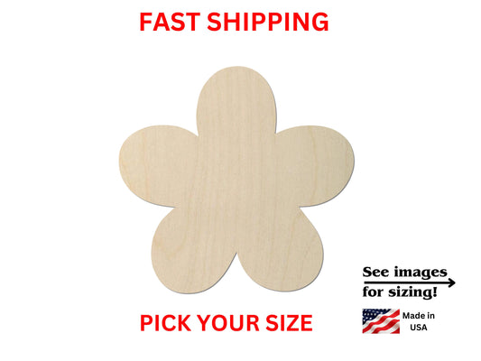 Unfinished Wooden Flower Shape | Unfinished Wooden Flower Spring Cutout | Craft Supplies | Laser Cut | Bulk Flower Blank