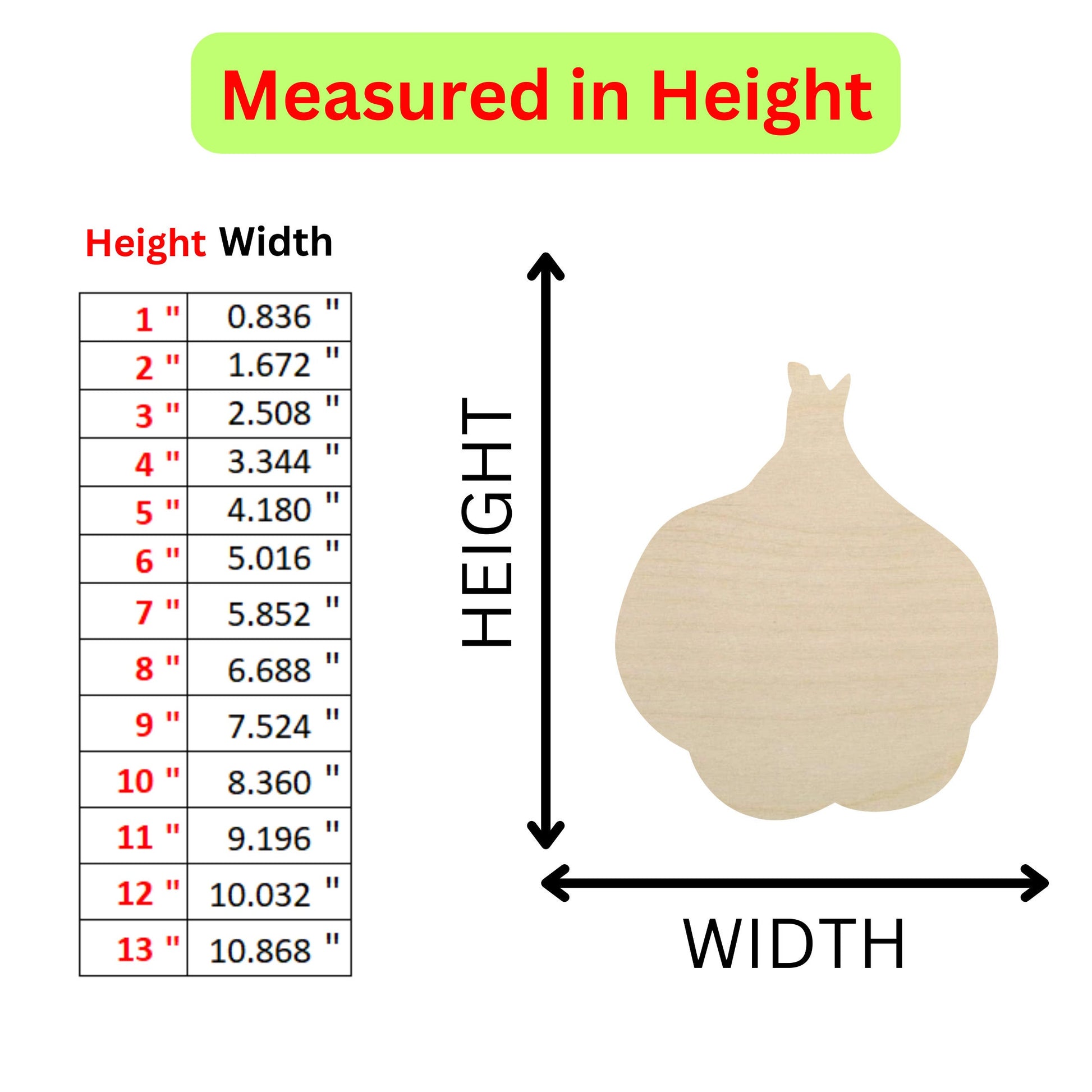 the height of a wooden object with measurements