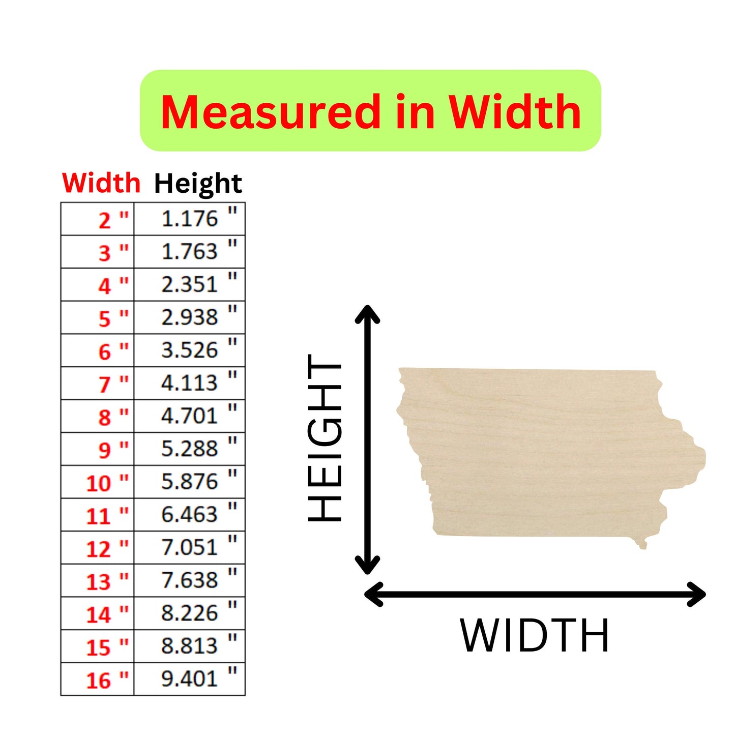 a wooden ruler with measurements for the width of the wood