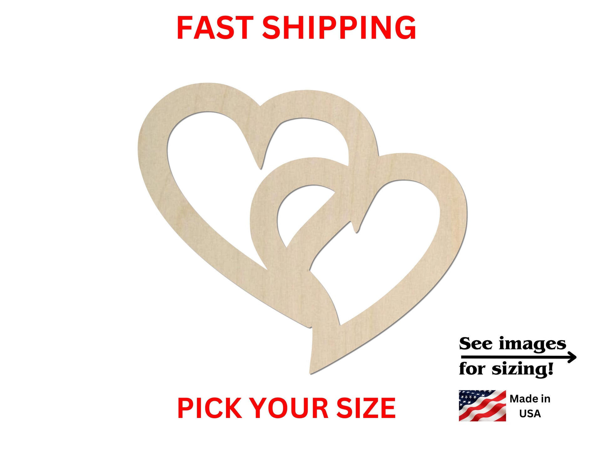 a pair of heart cutouts with the text fast shipping