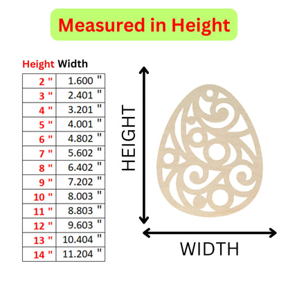 the height of a wooden egg with measurements