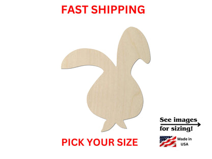 a wooden cutout of a squirrel on a white background