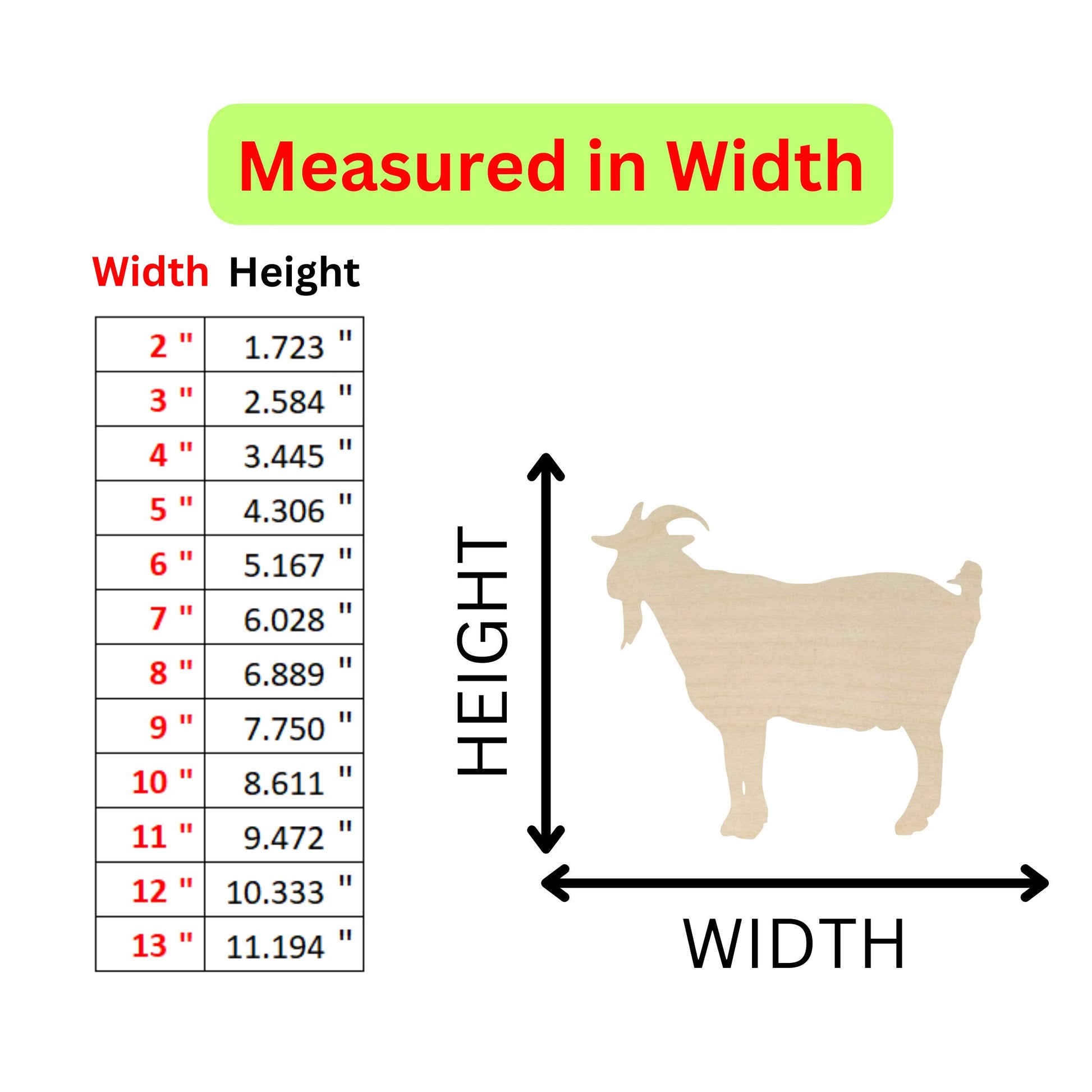 a goat is shown with a height chart