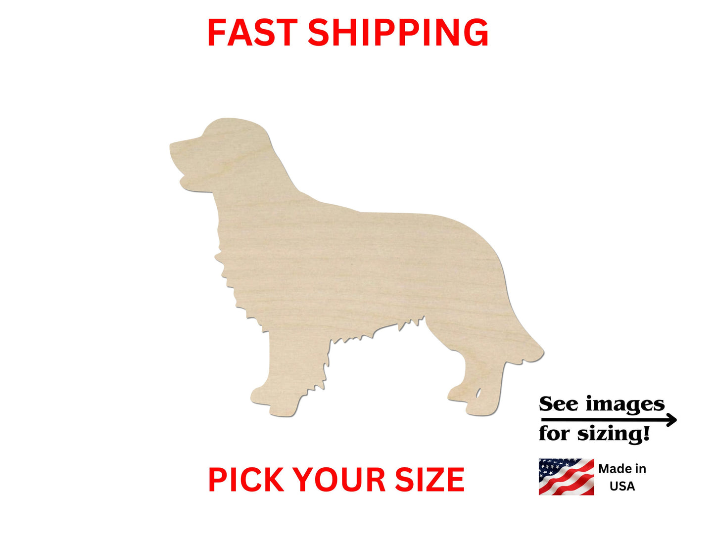 Unfinished Wooden Golden Retriever Shape | Pet Dog Cutout | Craft Supplies | Bulk Dog Cut out | Laser Cut