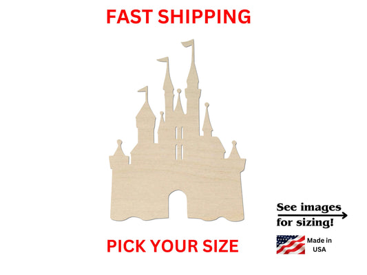 Unfinished Wooden Castle Shape | Kingdom Castle Wood Cutout Shape | Laser Cut Blanks | Unfinished | DIY Craft Blanks