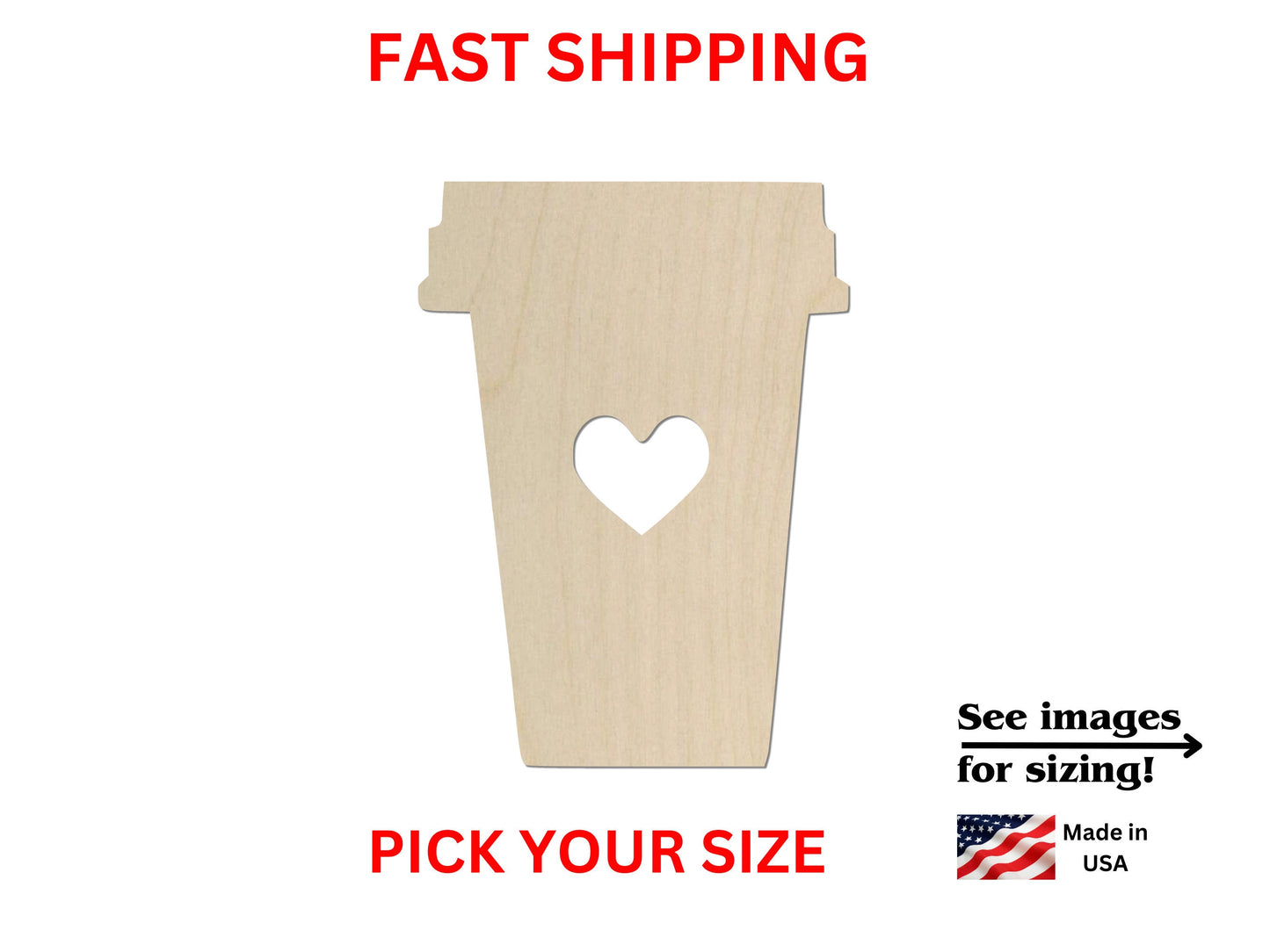 Unfinished Wooden Travel Cup Shape | Coffee Cup Cut Out | Travel Mug | Craft Supplies | Kitchen Decor  | Crafting Supplies