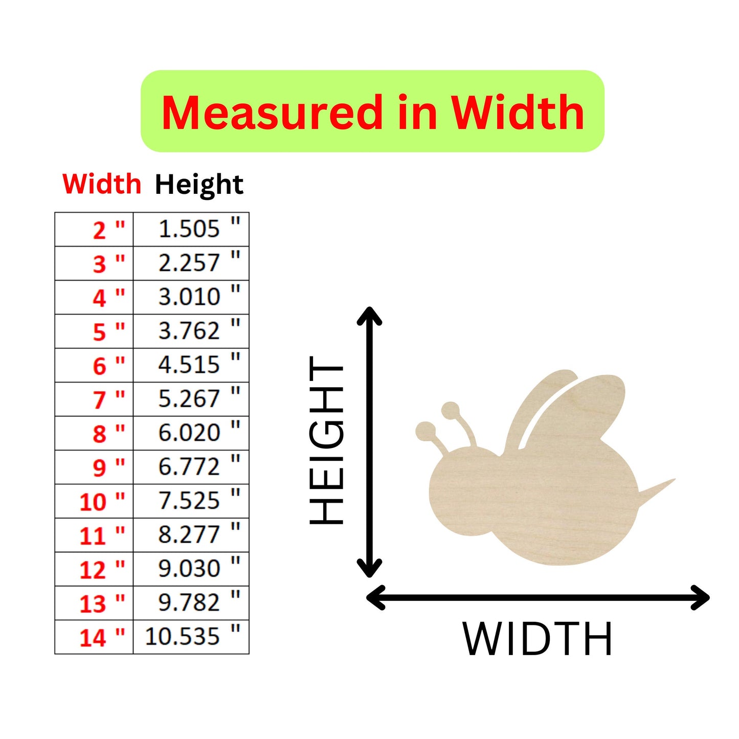 Unfinished Wooden Bee Shape 03 | Bee Wood Cutout Shape | Laser Cut Blanks | Unfinished | DIY Craft Blanks