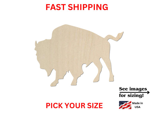 Unfinished Wooden Bison Shape | Bison Wood Cutout Shape | Laser Cut Blanks | Unfinished | DIY Craft Blanks | Bison Buffalo