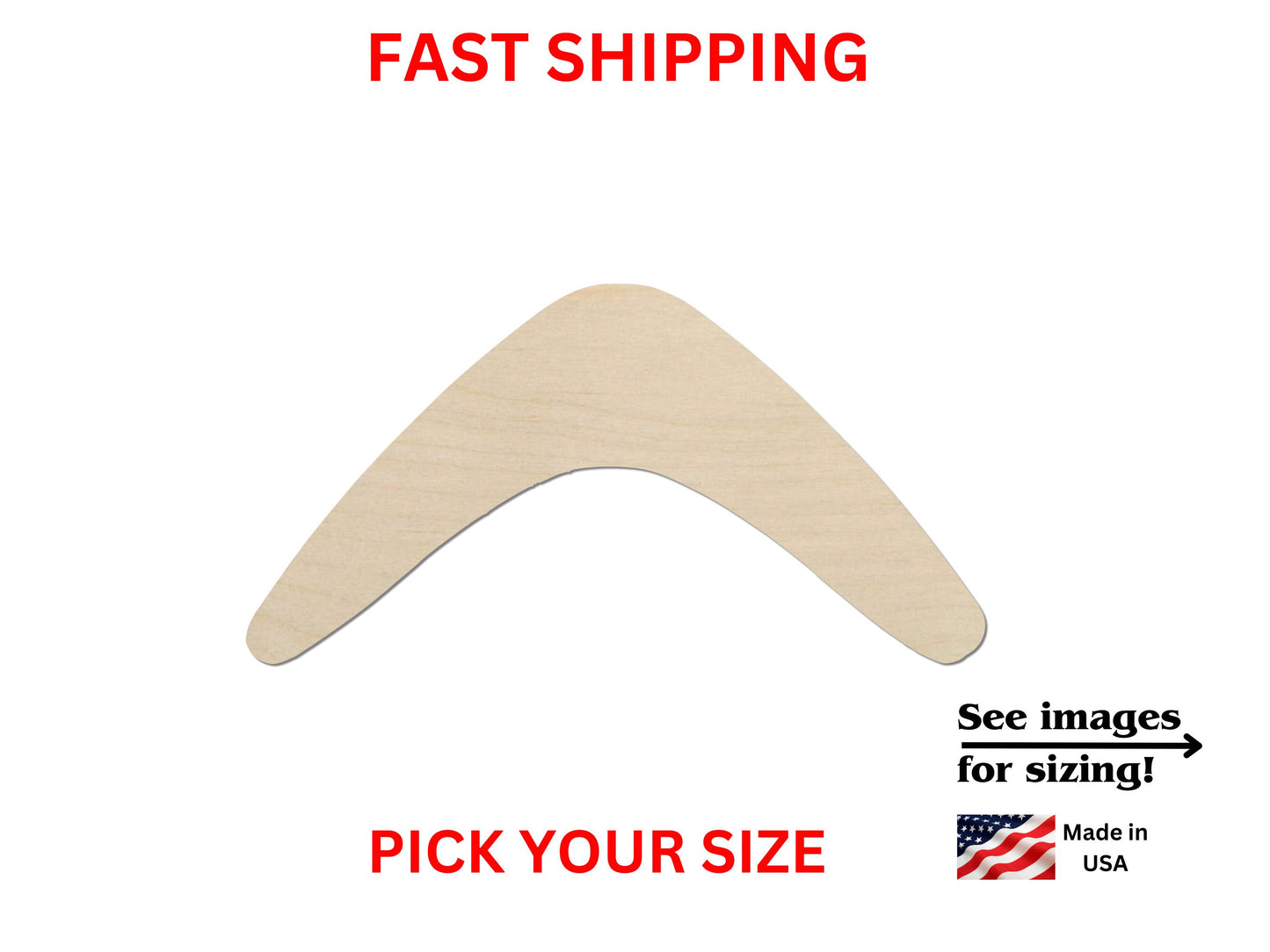 Unfinished Wooden Boomerang Cutout | Sport Cutout | Laser Cut | DIY Crafting Supplies