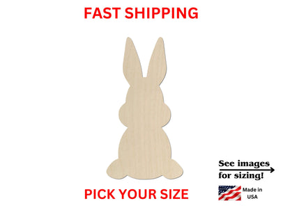 Unfinished Wooden Bunny Rabbit Shape | Bunny Rabbit Wood Cutout Shape | Laser Cut | Crafting Supplies | Unfinished | DIY Craft Blanks