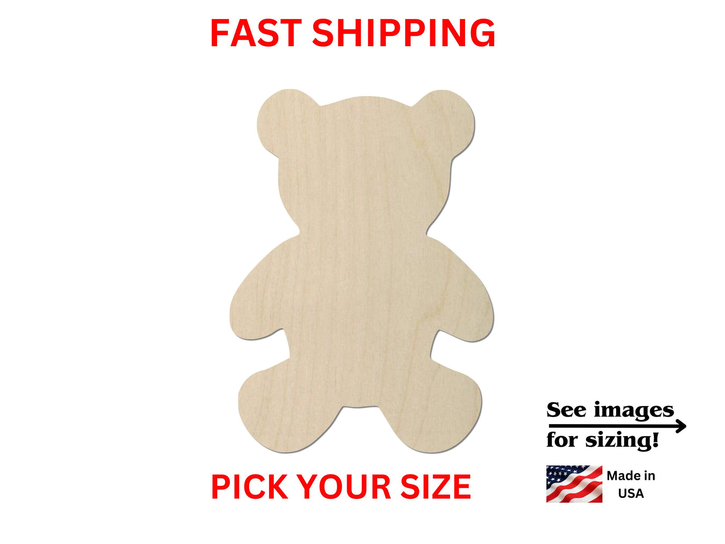 a wooden cutout of a teddy bear