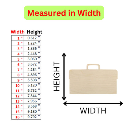 a measurements chart for a wooden briefcase