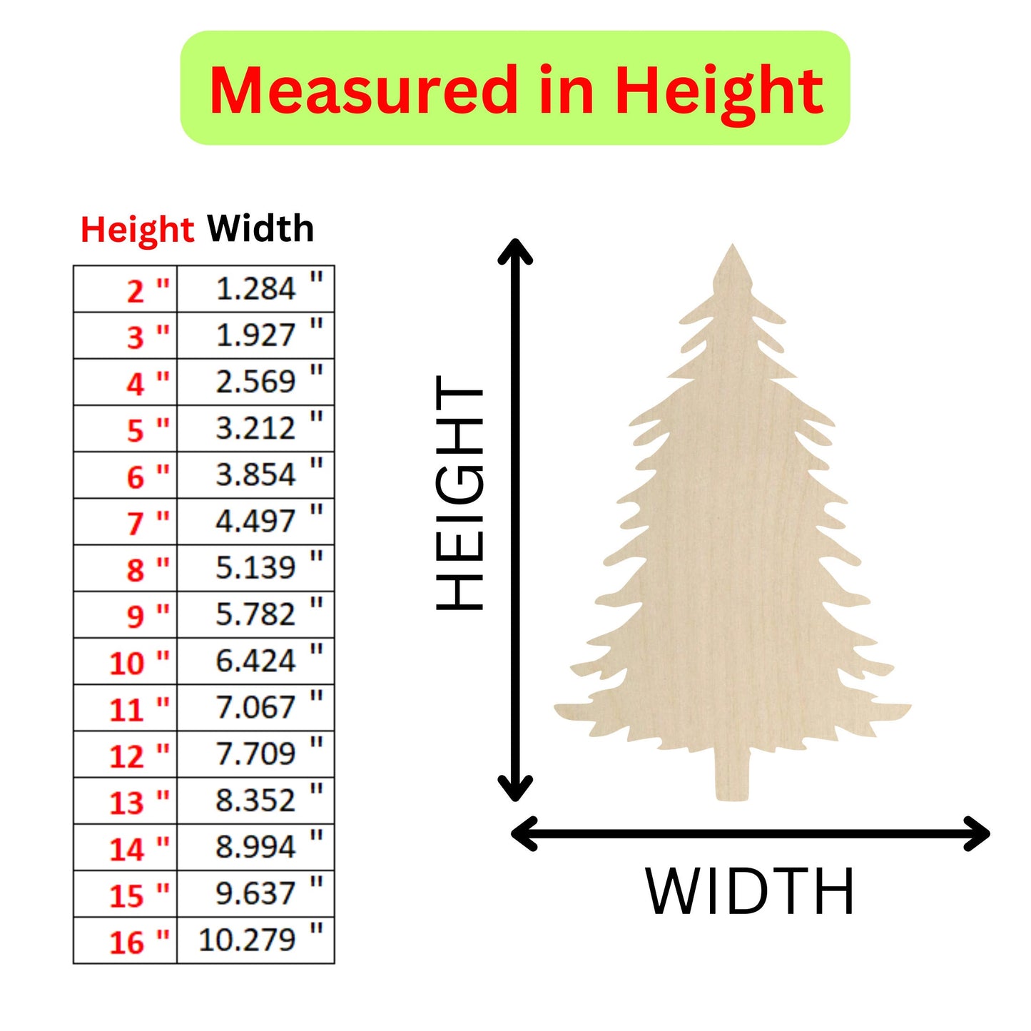 the height of a wooden christmas tree with measurements