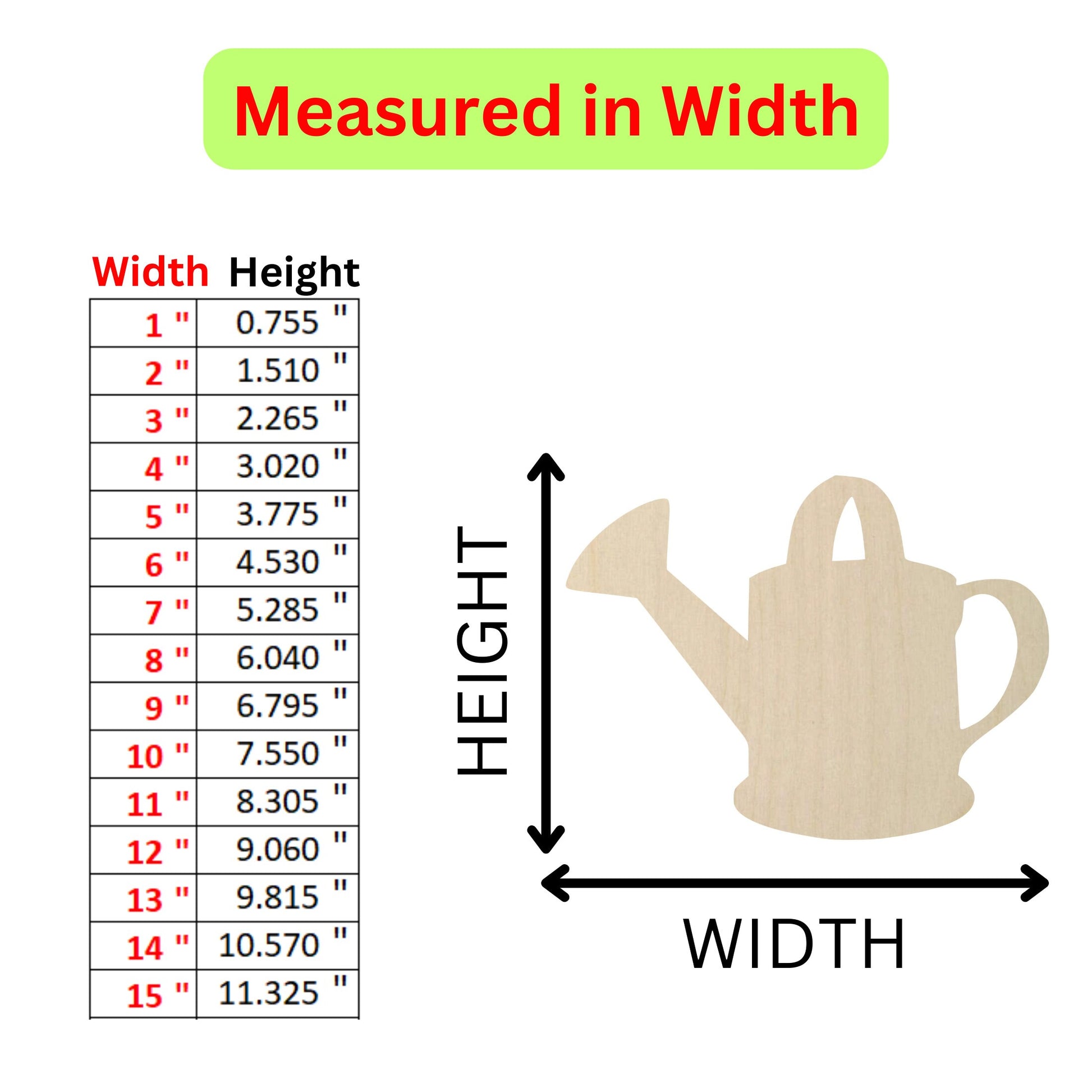 a measurements chart for a watering watering device