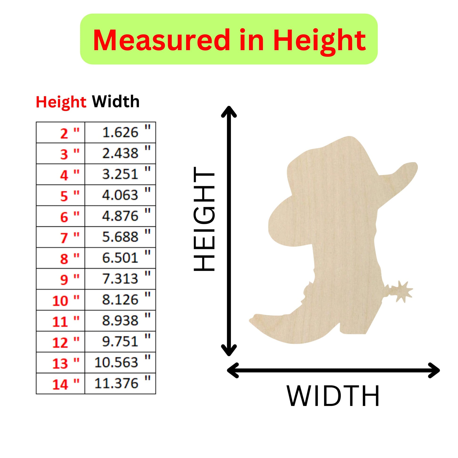 a height chart for a cowboy hat