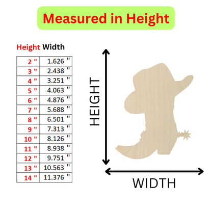 a height chart for a cowboy hat