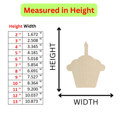 a height chart for a cupcake with measurements