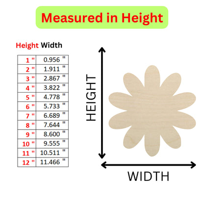 the height of a wooden flower with measurements