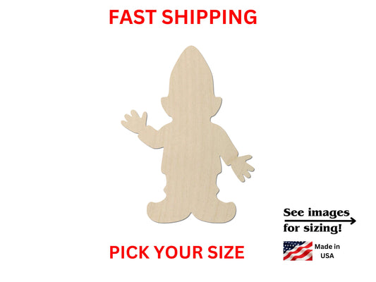 a wooden cutout of a cartoon character