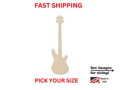 Unfinished Wooden Bass Guitar Shape | Wood Guitar Cutout | Band Craft Supplies | DIY Cut out | Bulk Wholesale