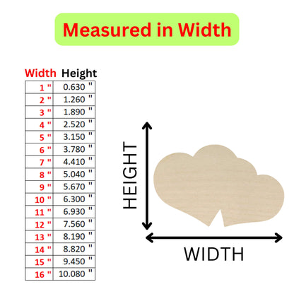 the height of a wooden heart with measurements