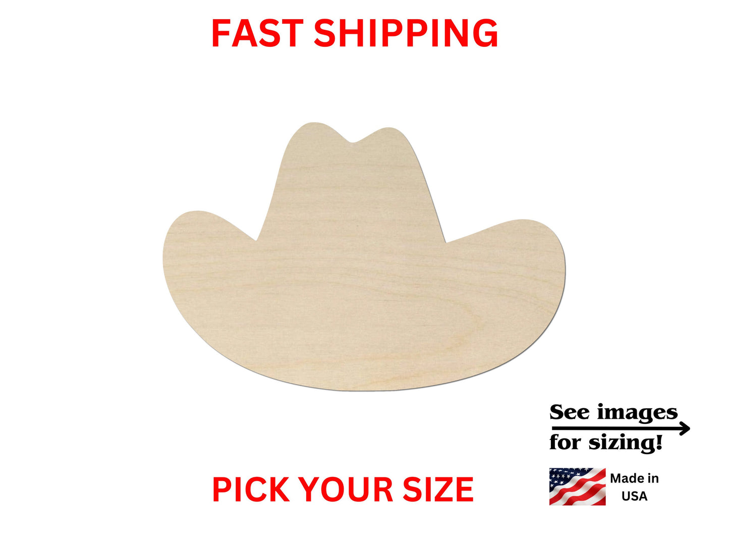 a wooden cutout of a cowboy hat