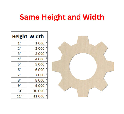 some height and width of a wooden gear