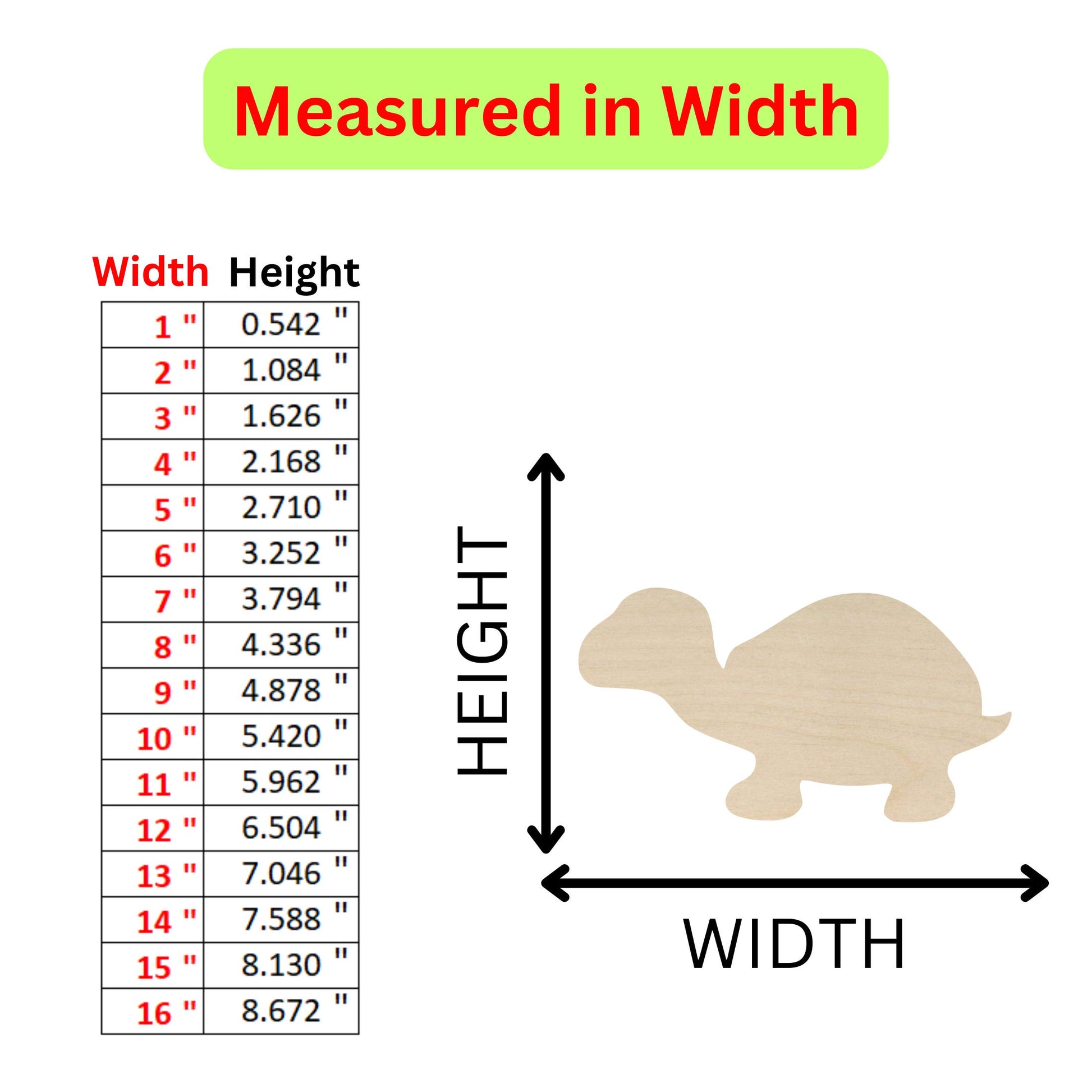 the height of a wooden turtle with measurements