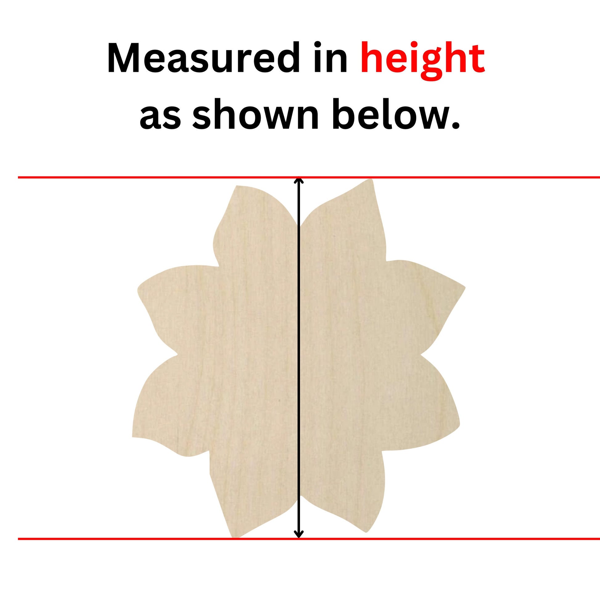 a picture of a wooden flower with measurements