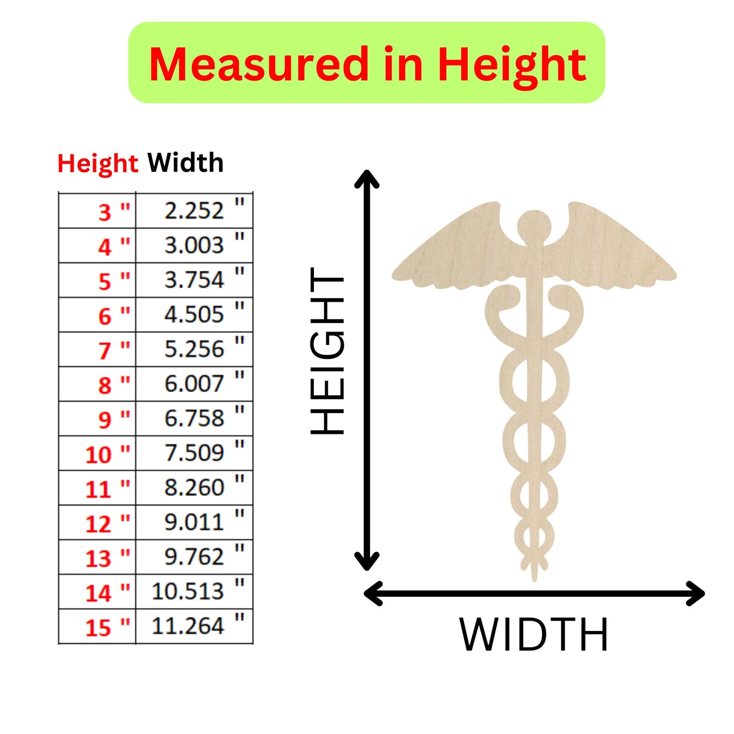 a medical symbol with the words measure in height as shown below