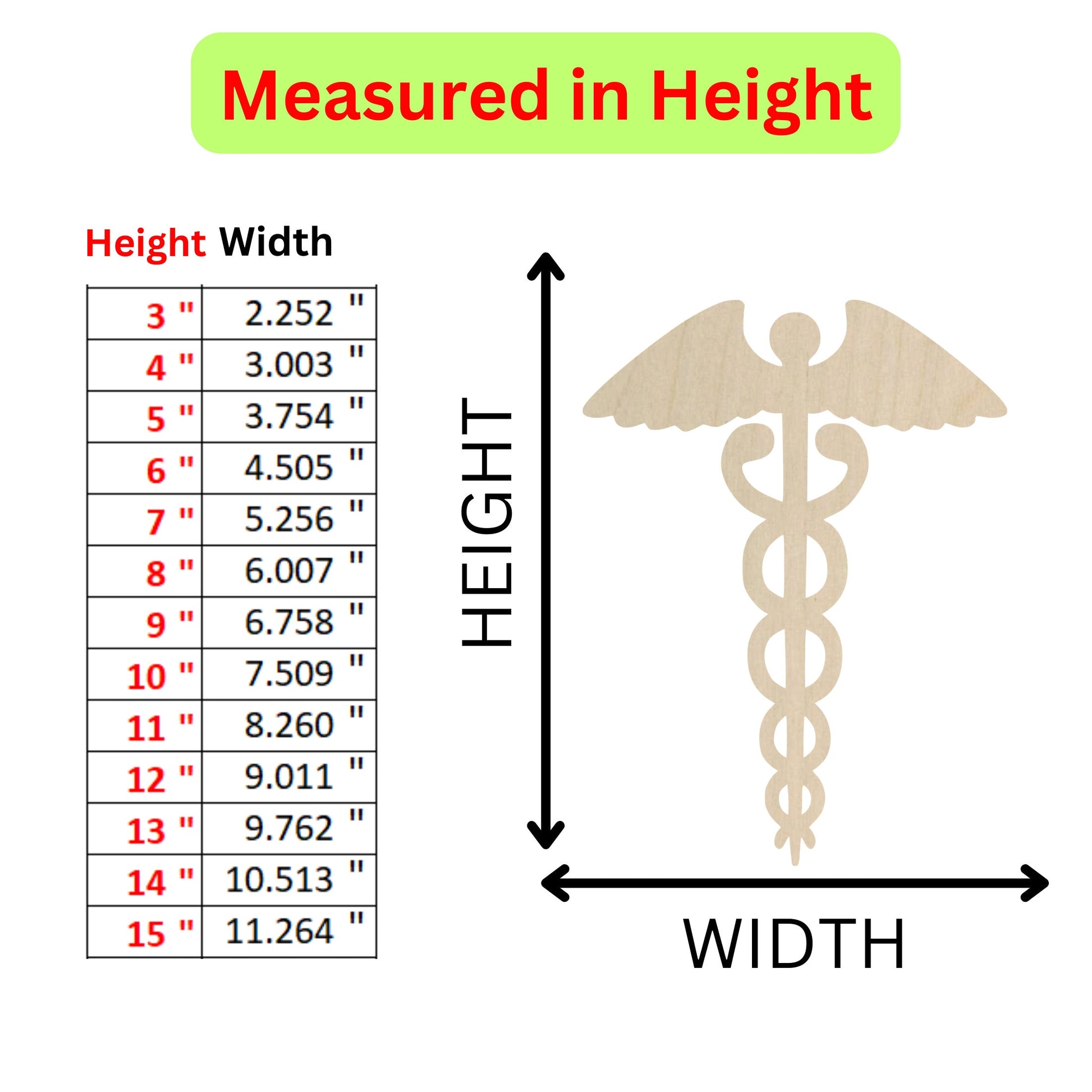 a medical symbol with the words measure in height as shown below