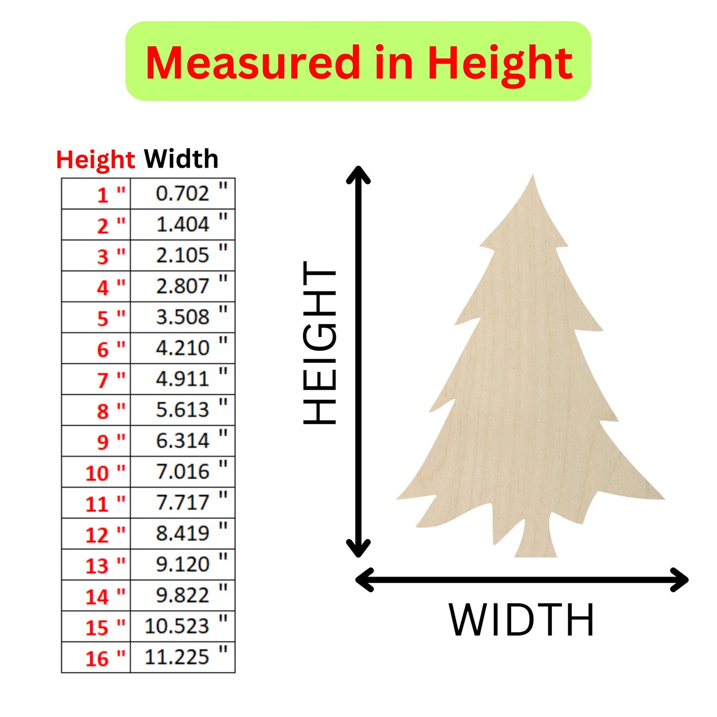 a height chart for a wooden christmas tree