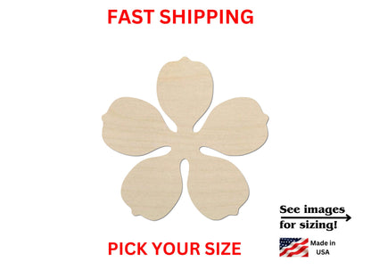 Unfinished Wooden Flower Shape | Unfinished Wooden Flower Spring Cutout | Craft Supplies | Laser Cut | Bulk Flower Blank