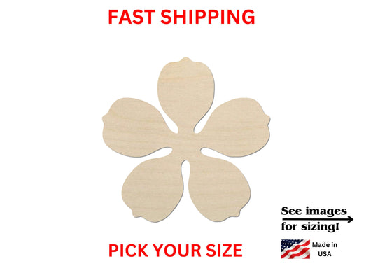 Unfinished Wooden Flower Shape | Unfinished Wooden Flower Spring Cutout | Craft Supplies | Laser Cut | Bulk Flower Blank